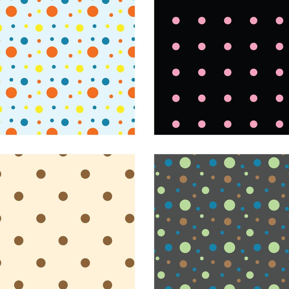 four different polka dot patterns in different colors vector