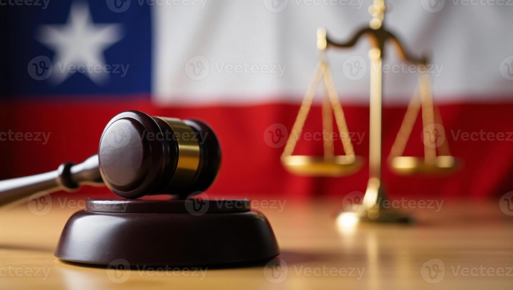 Chilean Justice Gavel, Scales, and Flag photo
