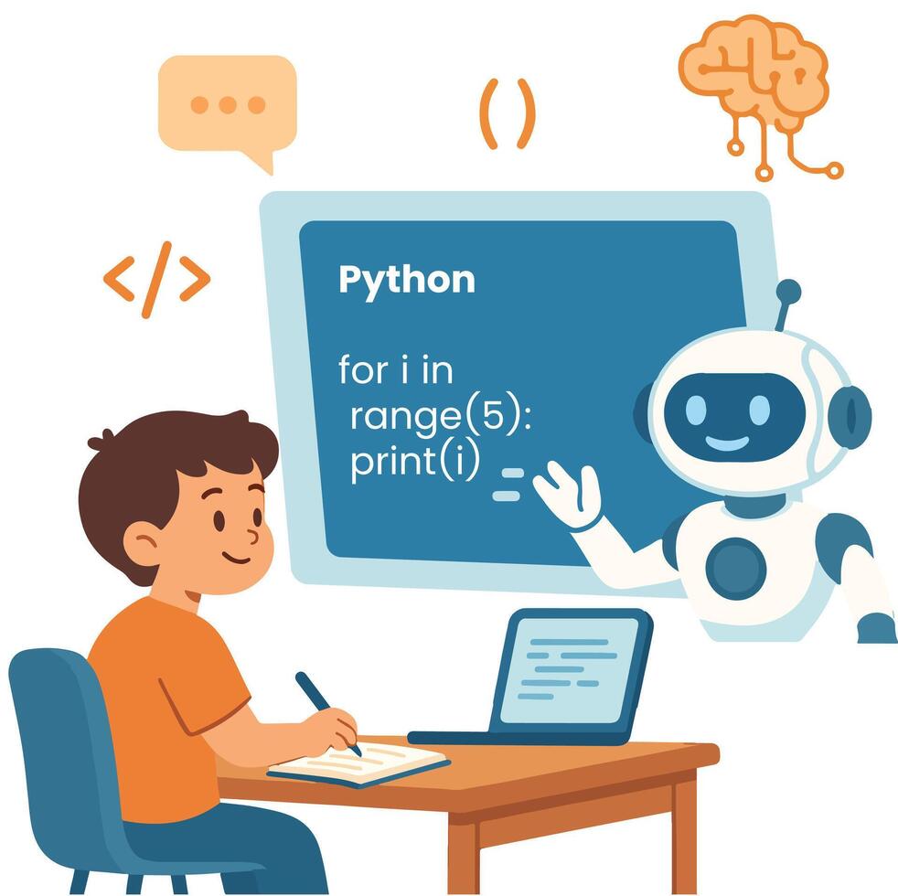 Ai Chat Bot Helping In Coding vector