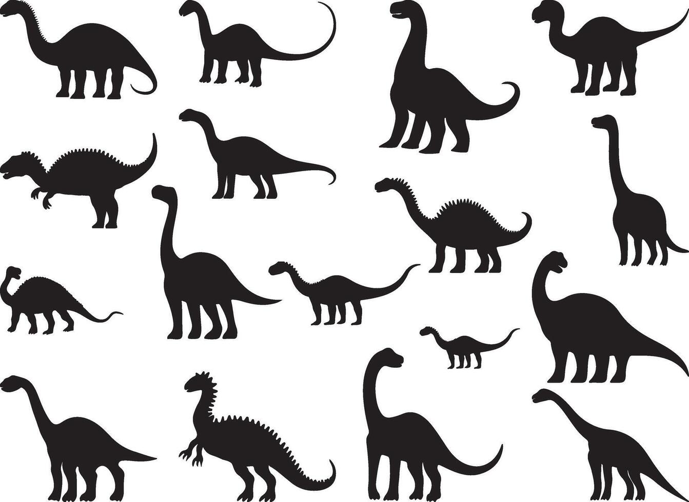 Set of Sauropods silhouette vector