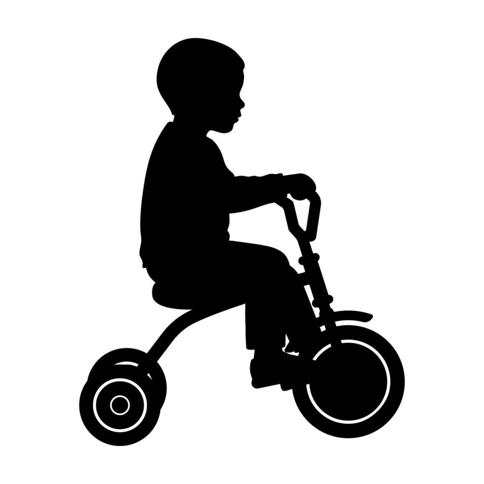 child riding a tricycle Silhouette illustration vector