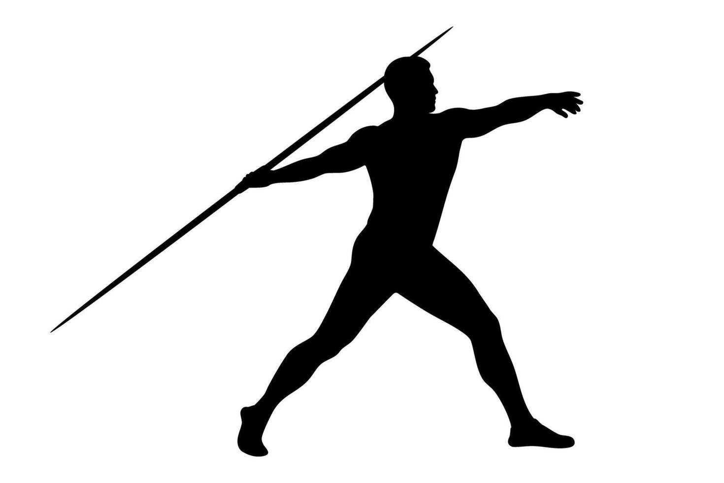 male athlete throwing a javelin silhouette illustration vector