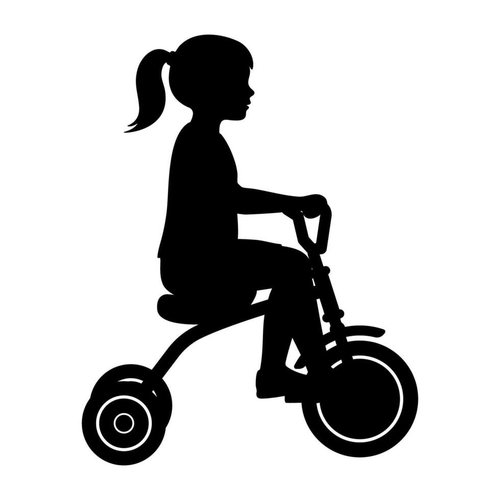 girl riding a tricycle Silhouette illustration vector
