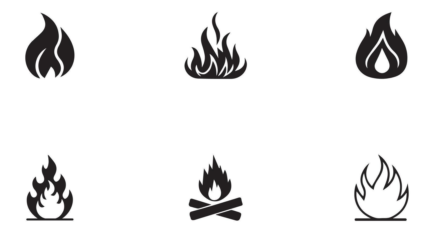 Set of fire and flame icons vector