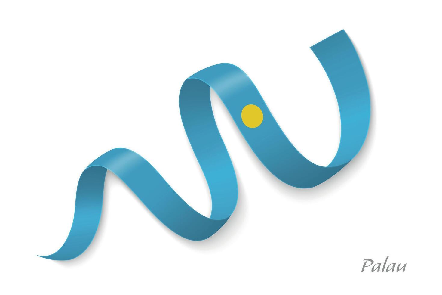 Palau flag ribbon waving national colors vector