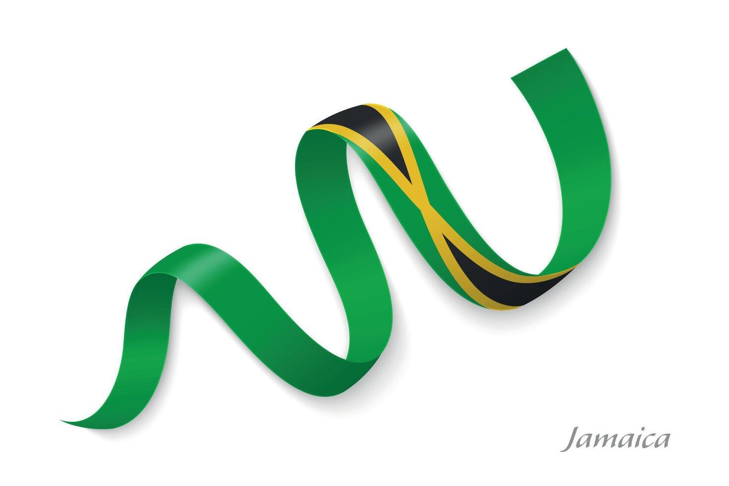 Jamaica flag ribbon waving national colors vector
