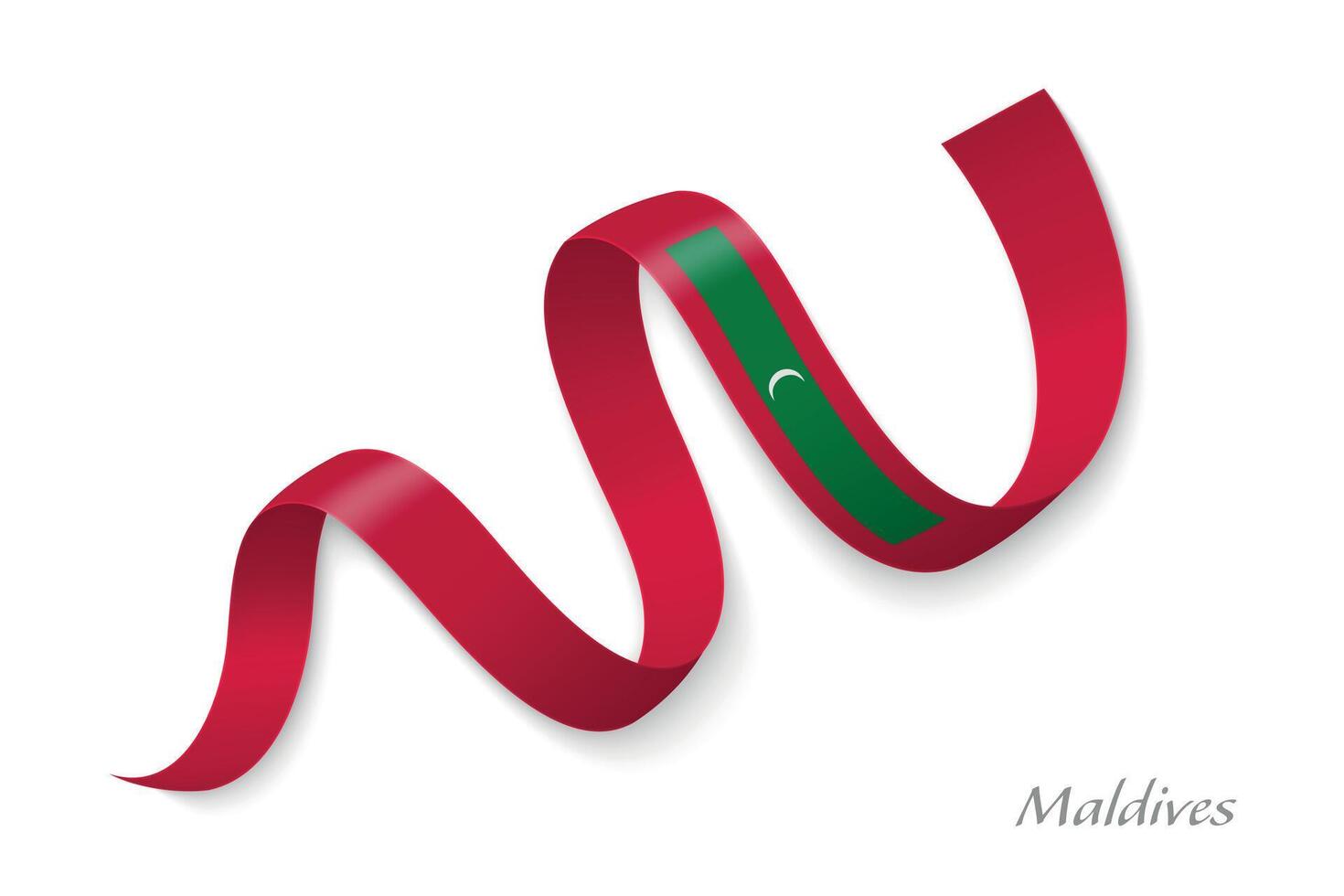 Maldives flag ribbon waving national colors vector