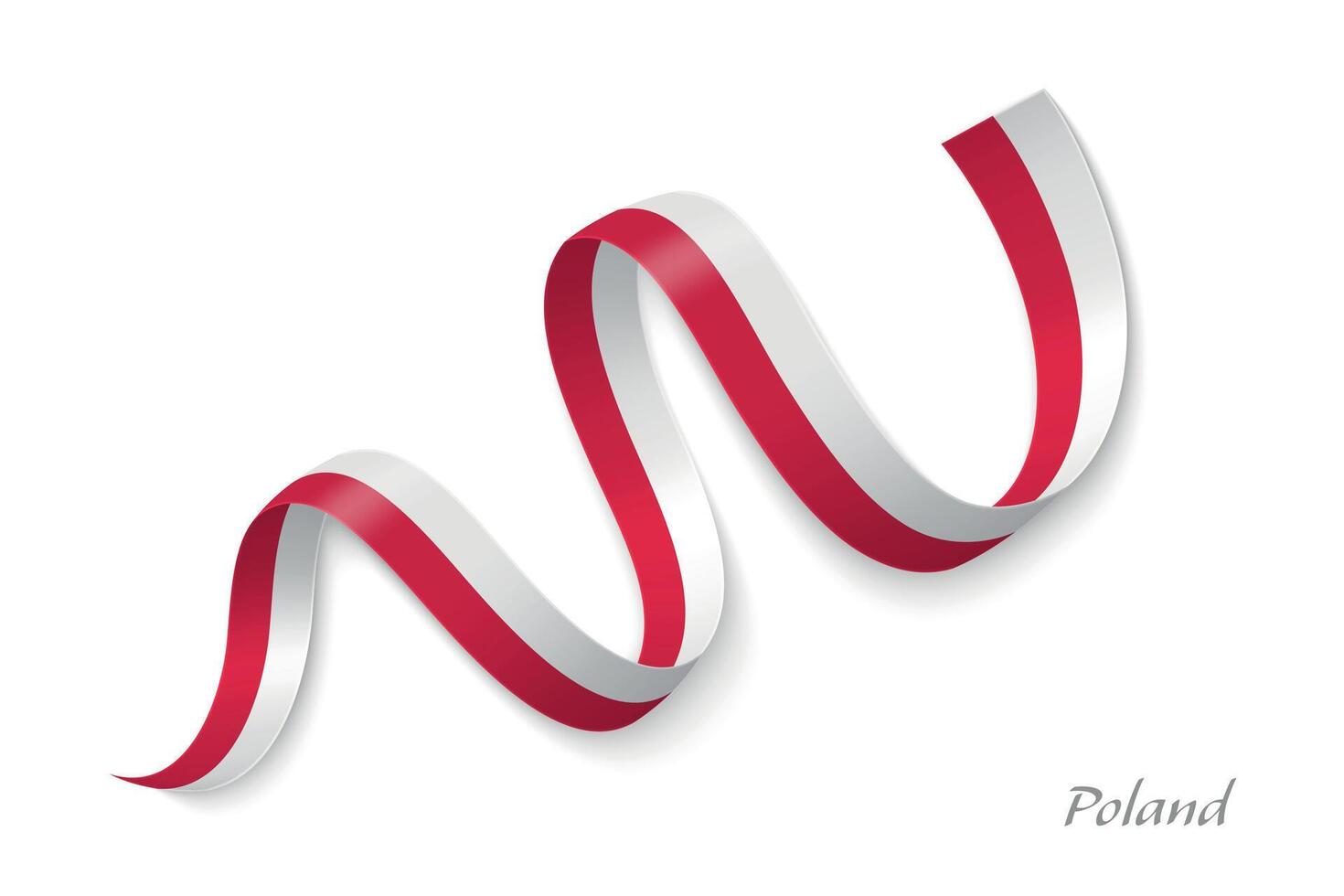 Poland flag ribbon waving national colors vector