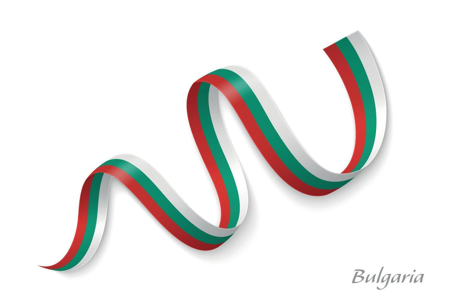 Bulgaria flag ribbon waving national colors vector