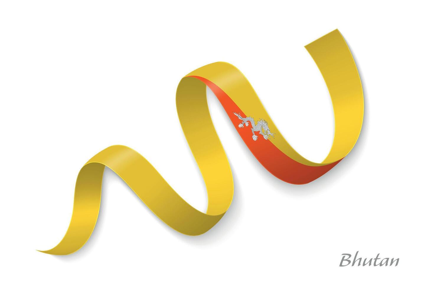 Bhutan flag ribbon waving national colors vector