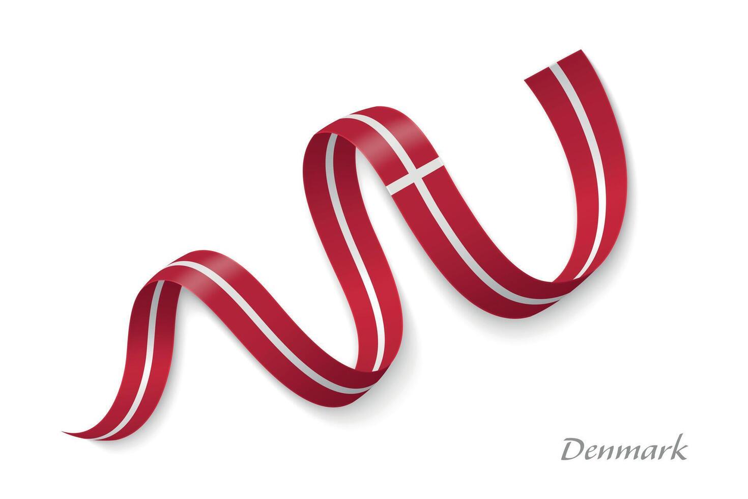 Denmark flag ribbon waving national colors vector