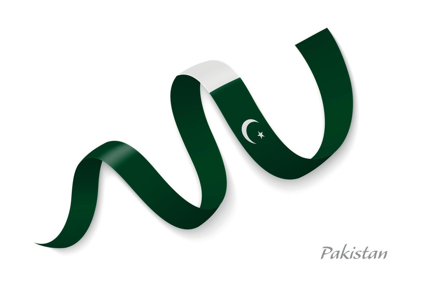 Pakistan flag ribbon waving national colors vector