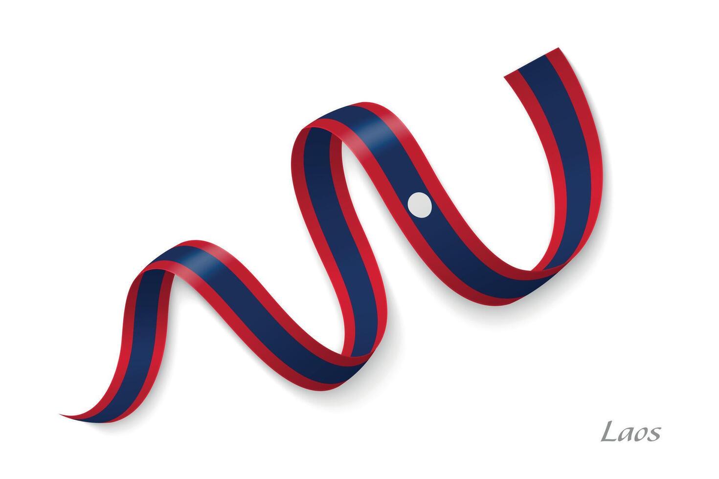 Laos flag ribbon waving national colors vector