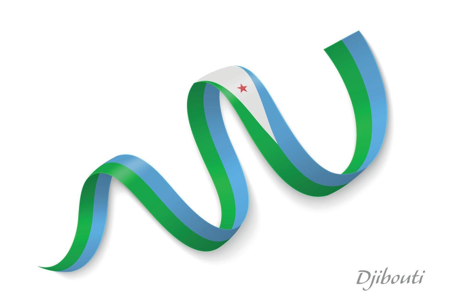 Djibouti flag ribbon waving national colors vector