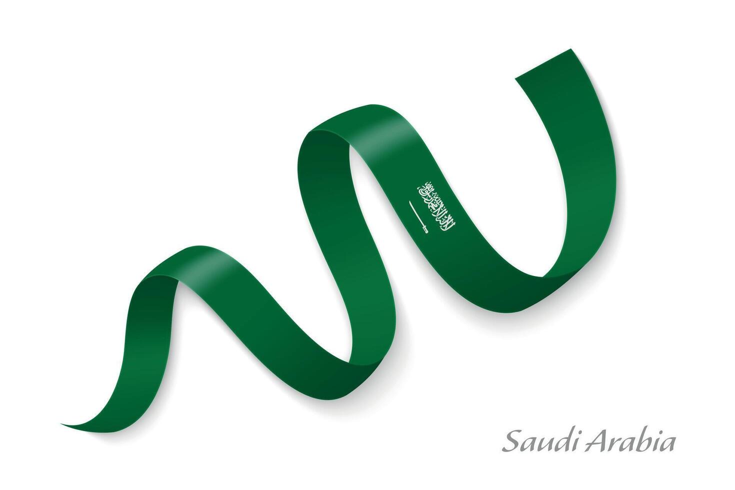Saudi Arabia flag ribbon waving national colors vector