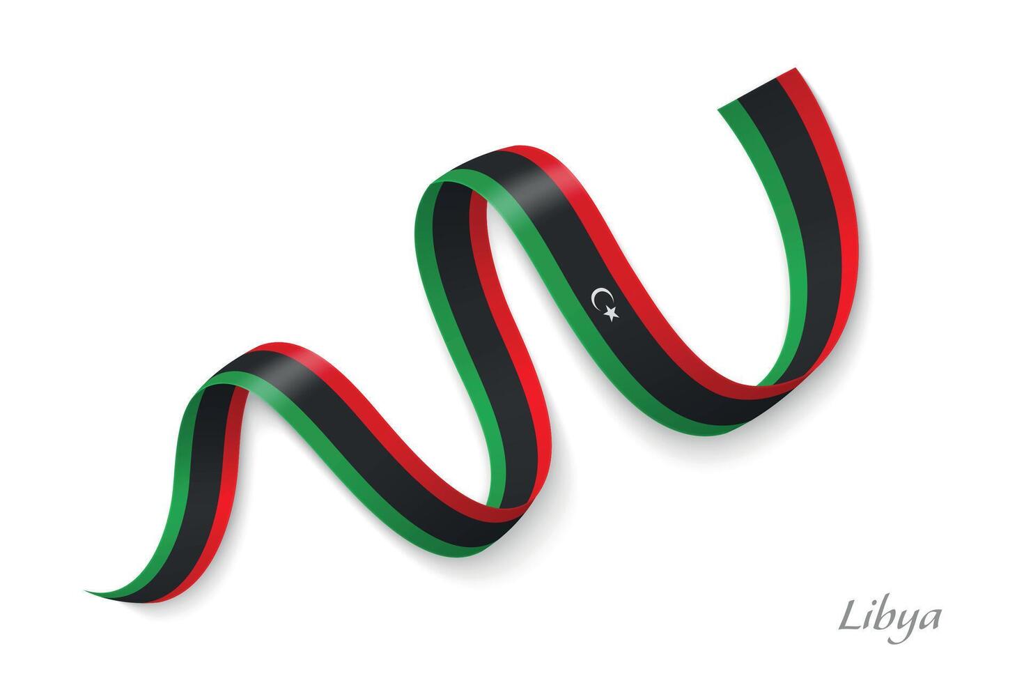 Libya flag ribbon waving national colors vector