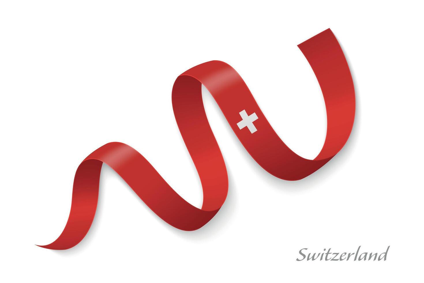 Switzerland flag ribbon waving national colors vector