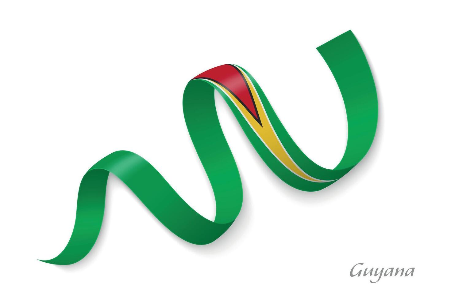 Guyana flag ribbon waving national colors vector