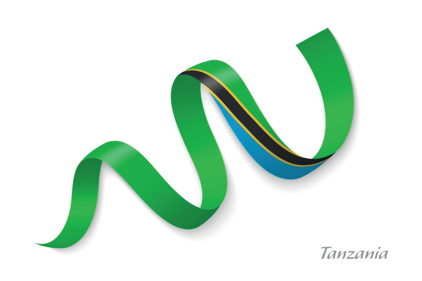 Tanzania flag ribbon waving national colors vector