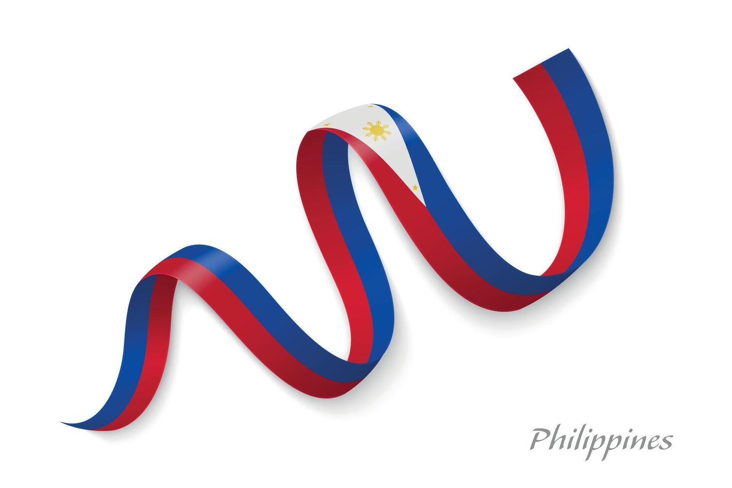 Philippines flag ribbon waving national colors vector