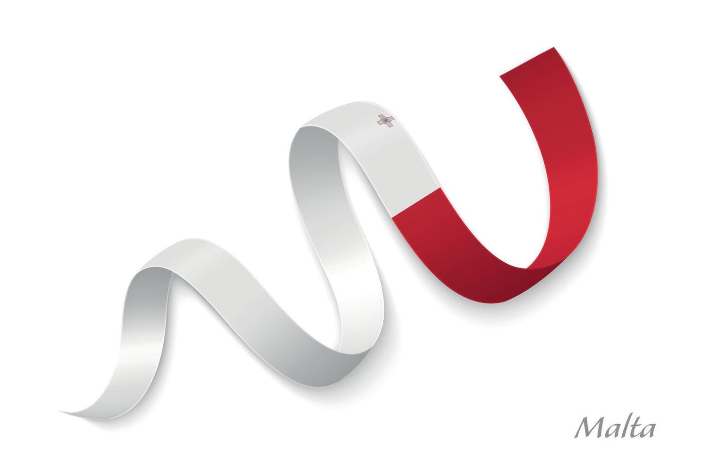 Malta flag ribbon waving national colors vector