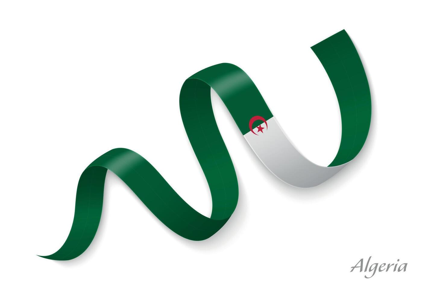 Algeria flag ribbon waving national colors vector