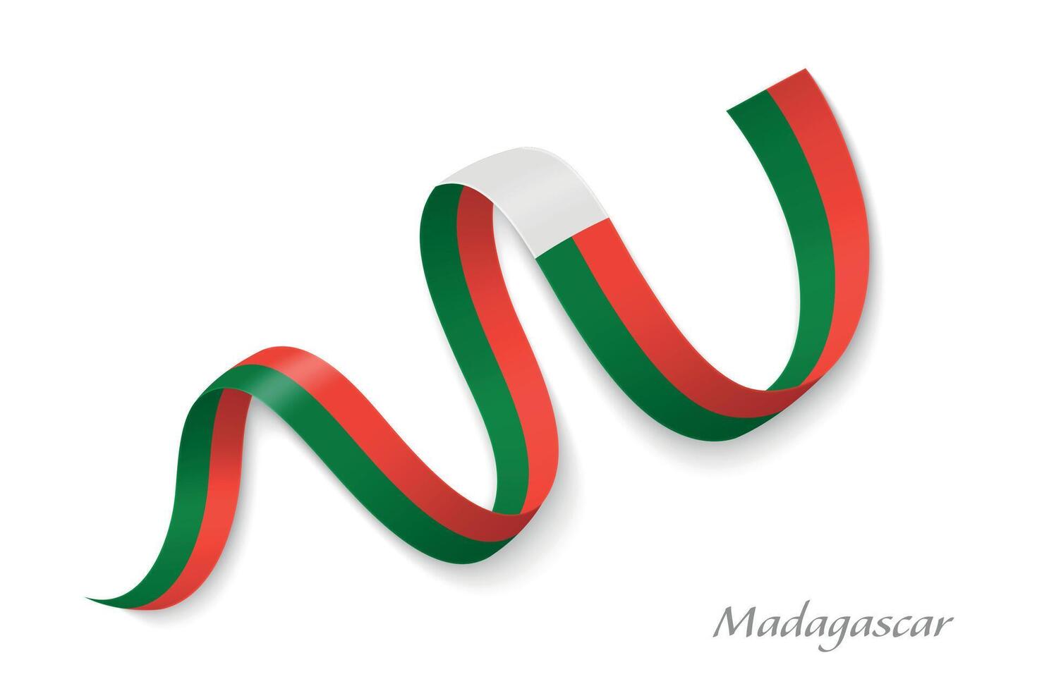 Madagascar flag ribbon waving national colors vector