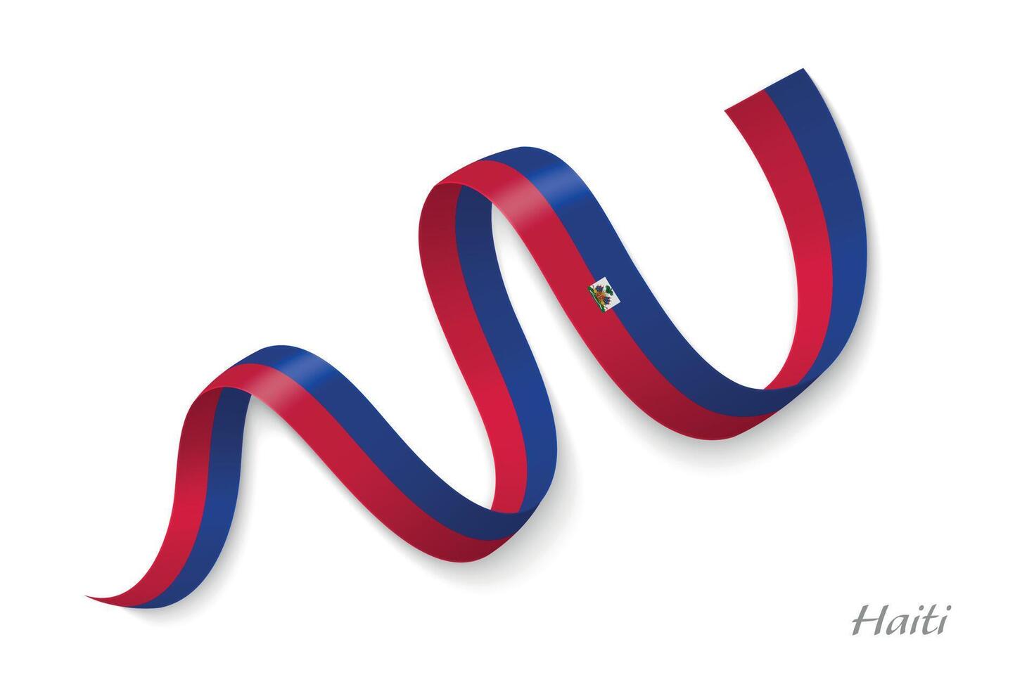 Haiti flag ribbon waving national colors vector