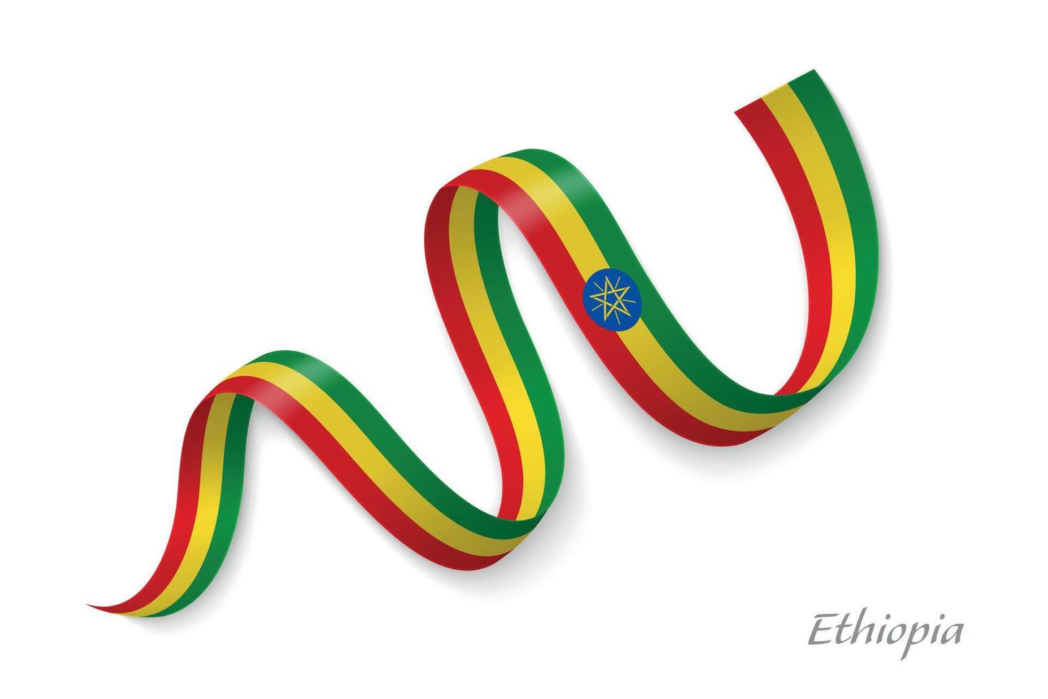 Ethiopia flag ribbon waving national colors vector