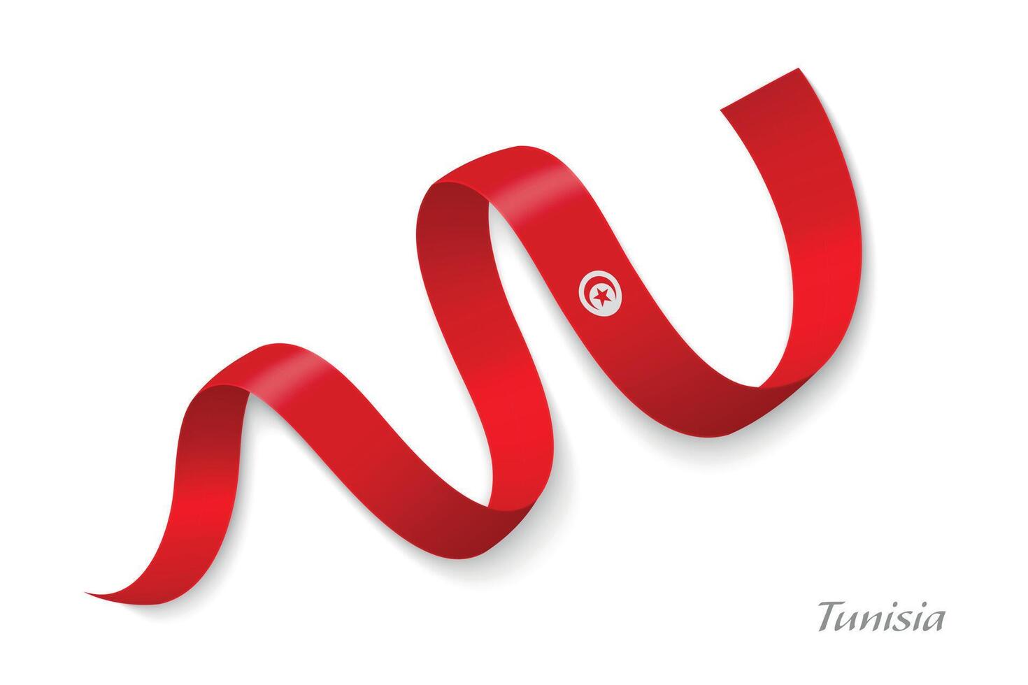 Tunisia flag ribbon waving national colors vector