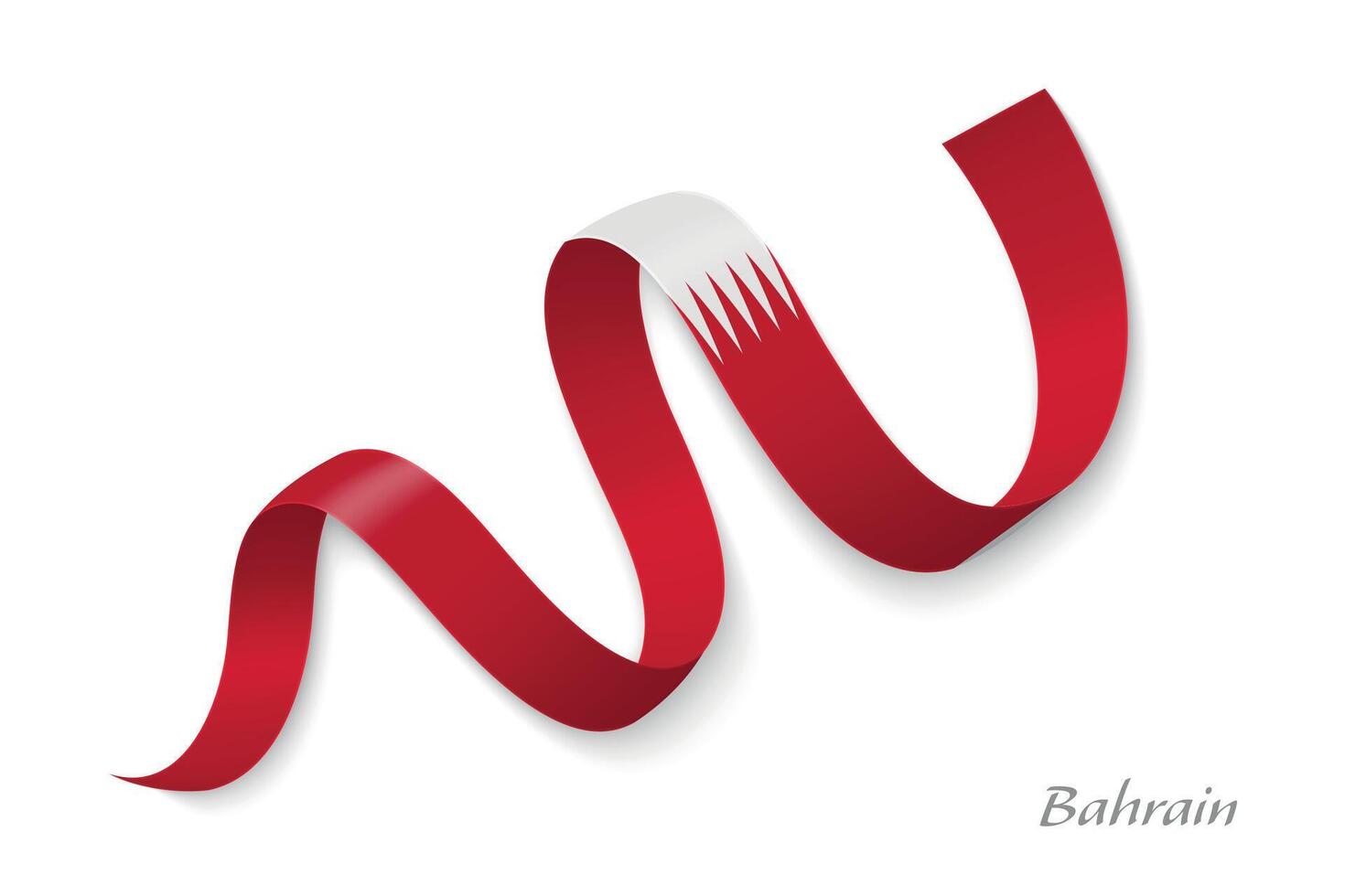 Bahrain flag ribbon waving national colors vector