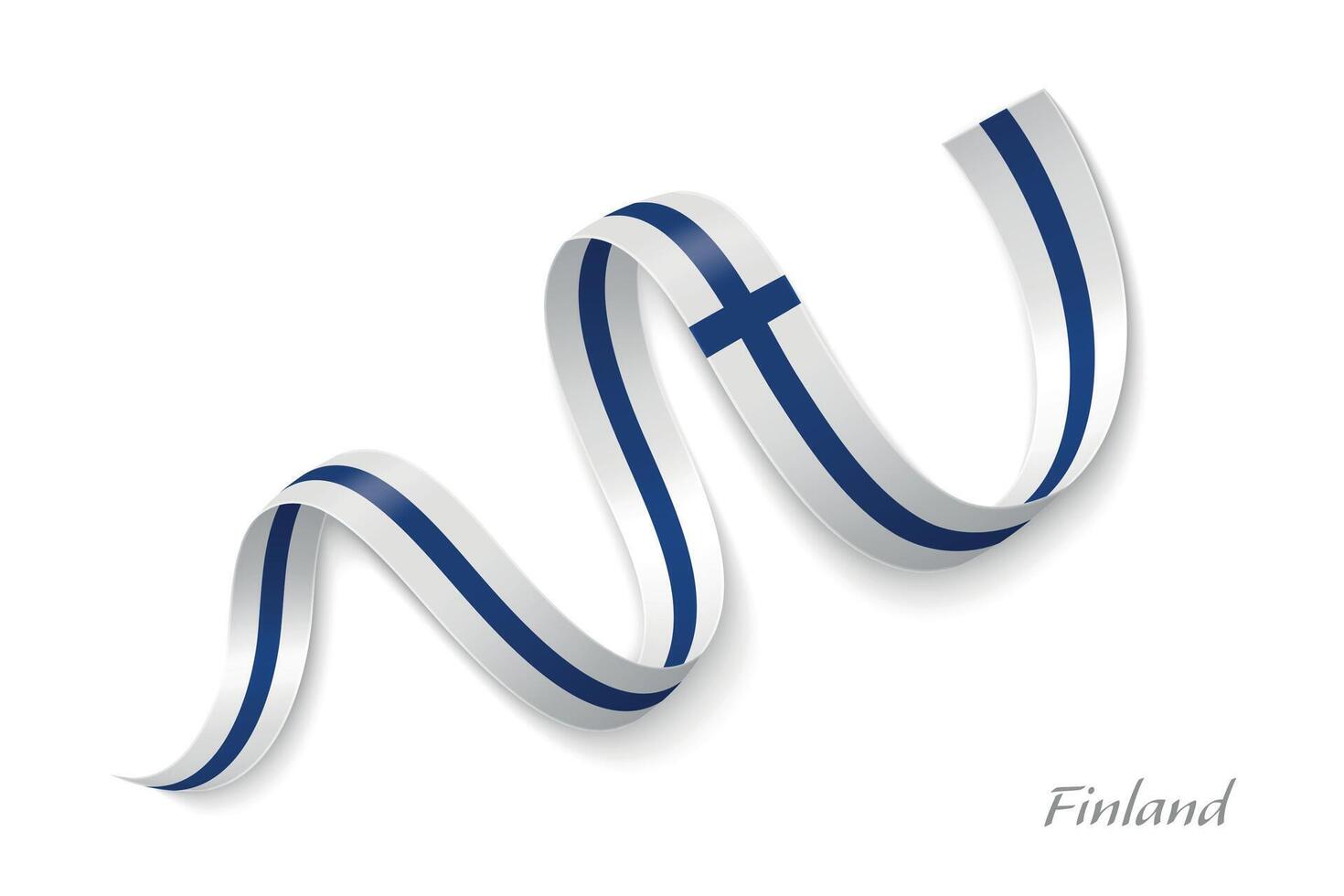 Finland flag ribbon waving national colors vector