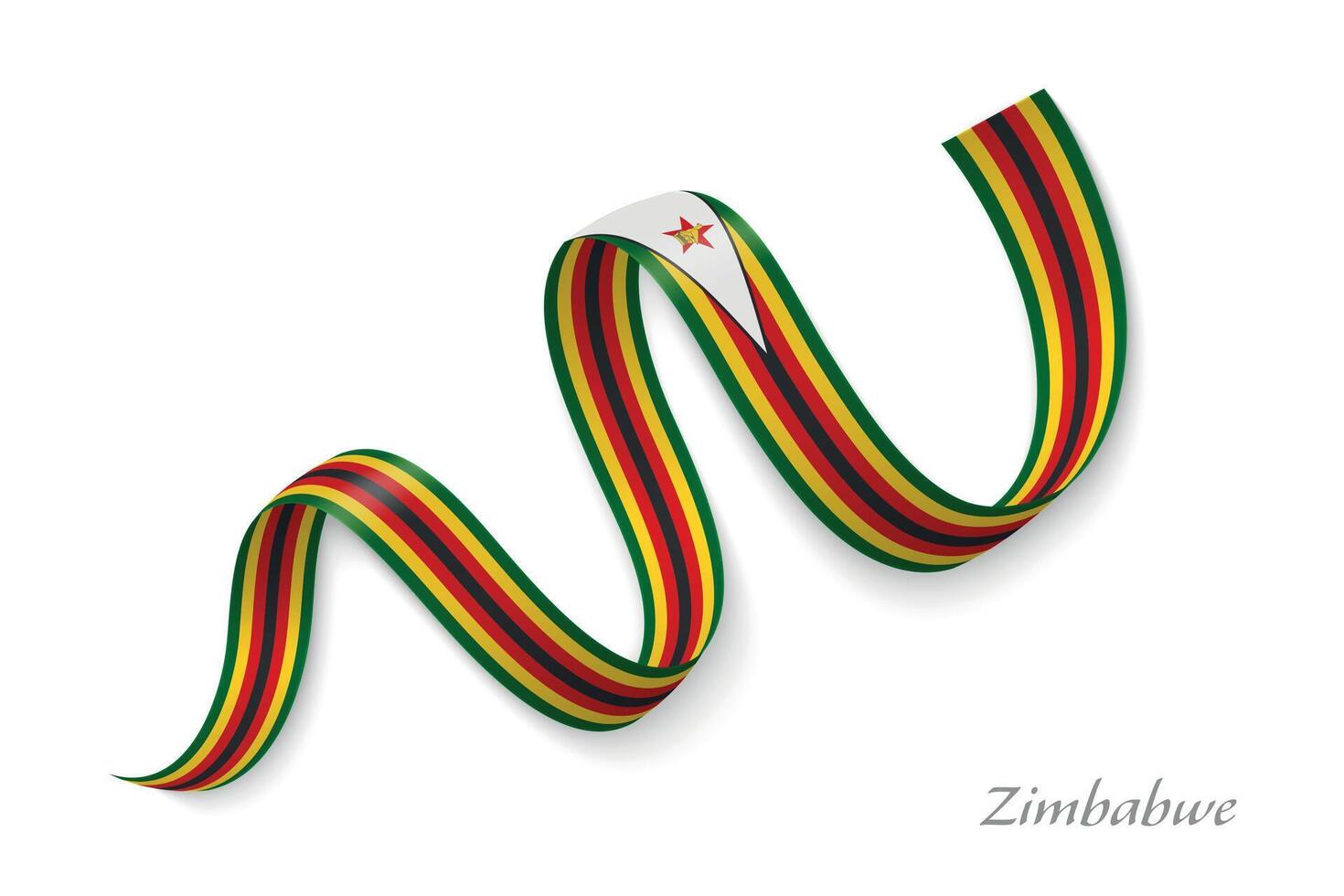 Zimbabwe flag ribbon waving national colors vector