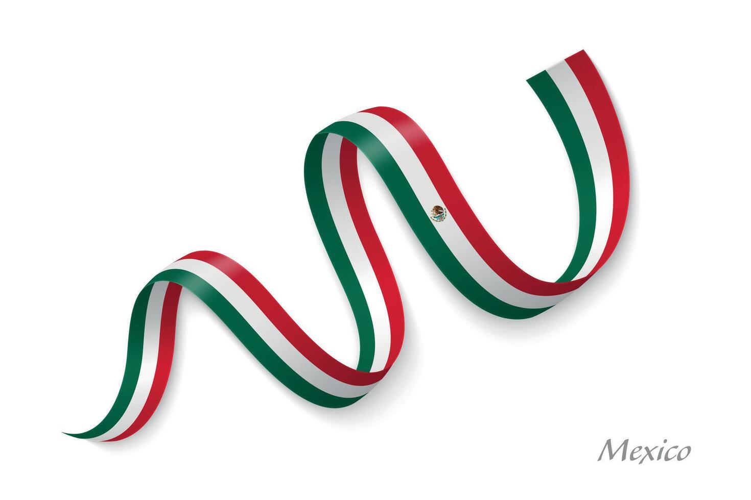 Mexico flag ribbon waving national colors vector
