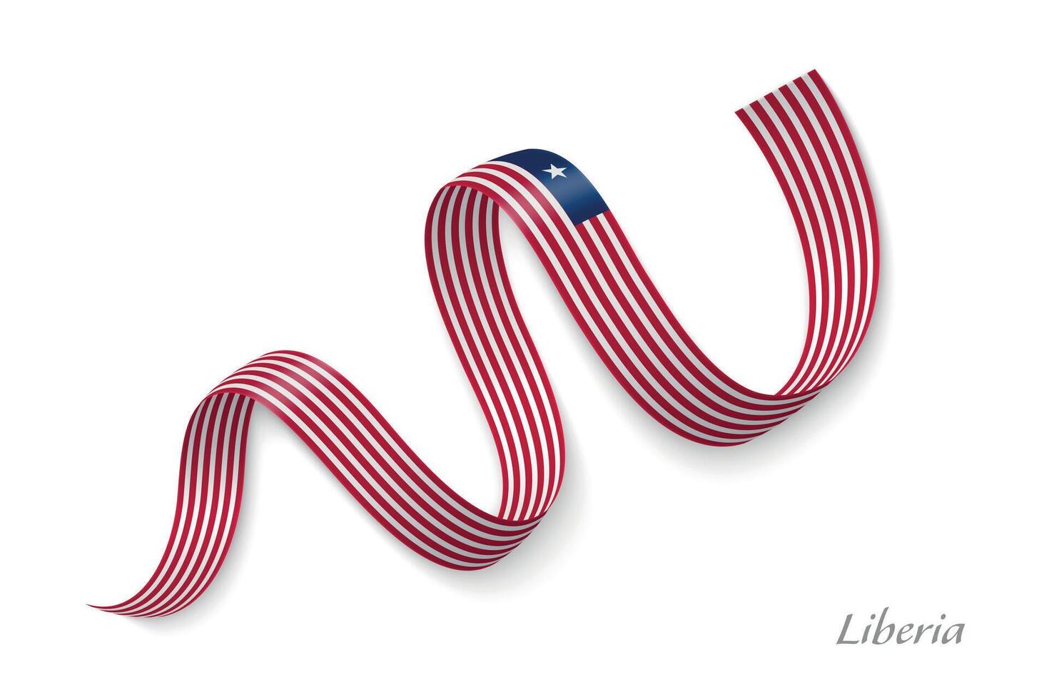 Liberia flag ribbon waving national colors vector