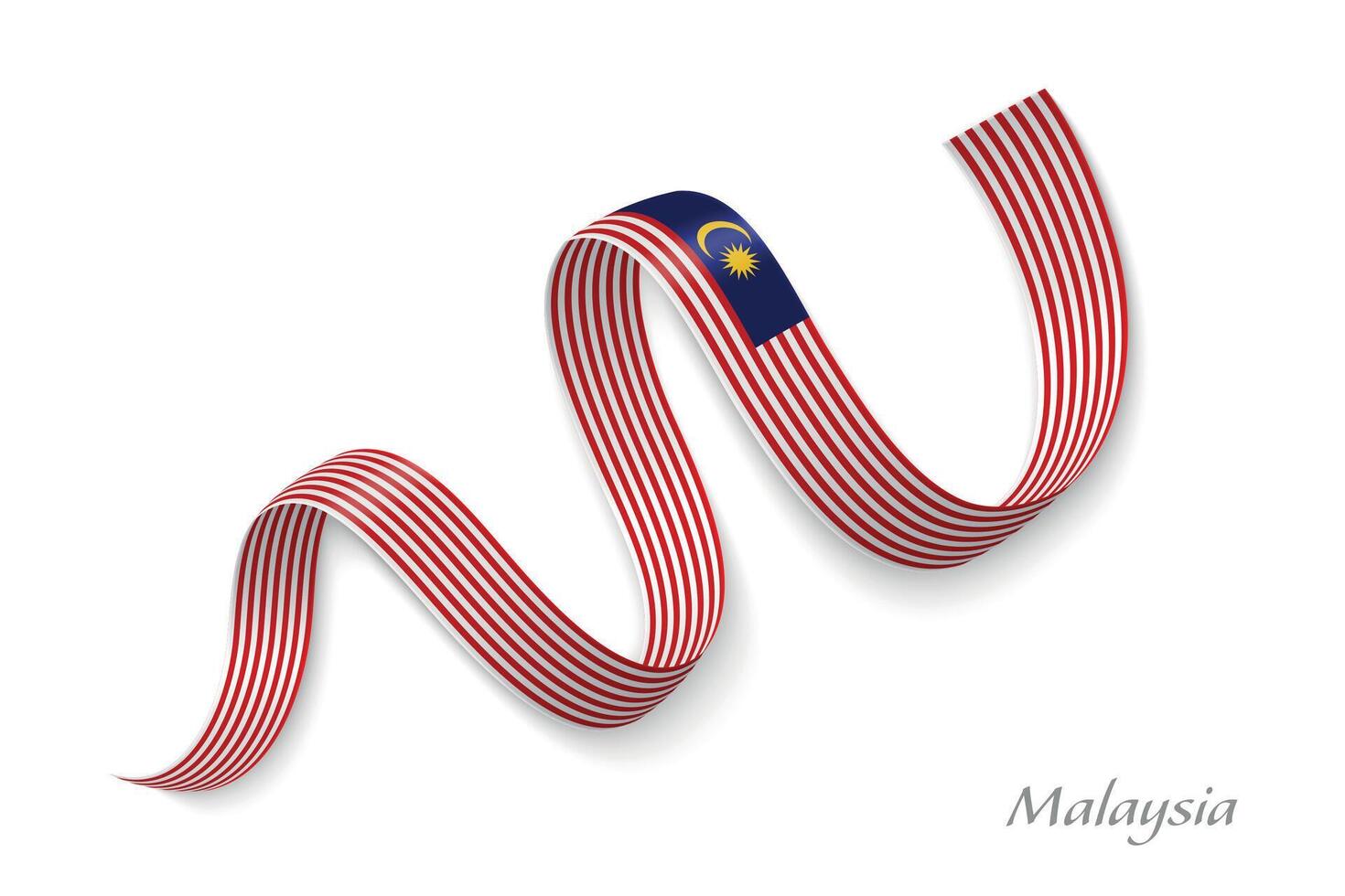 Malaysia flag ribbon waving national colors vector
