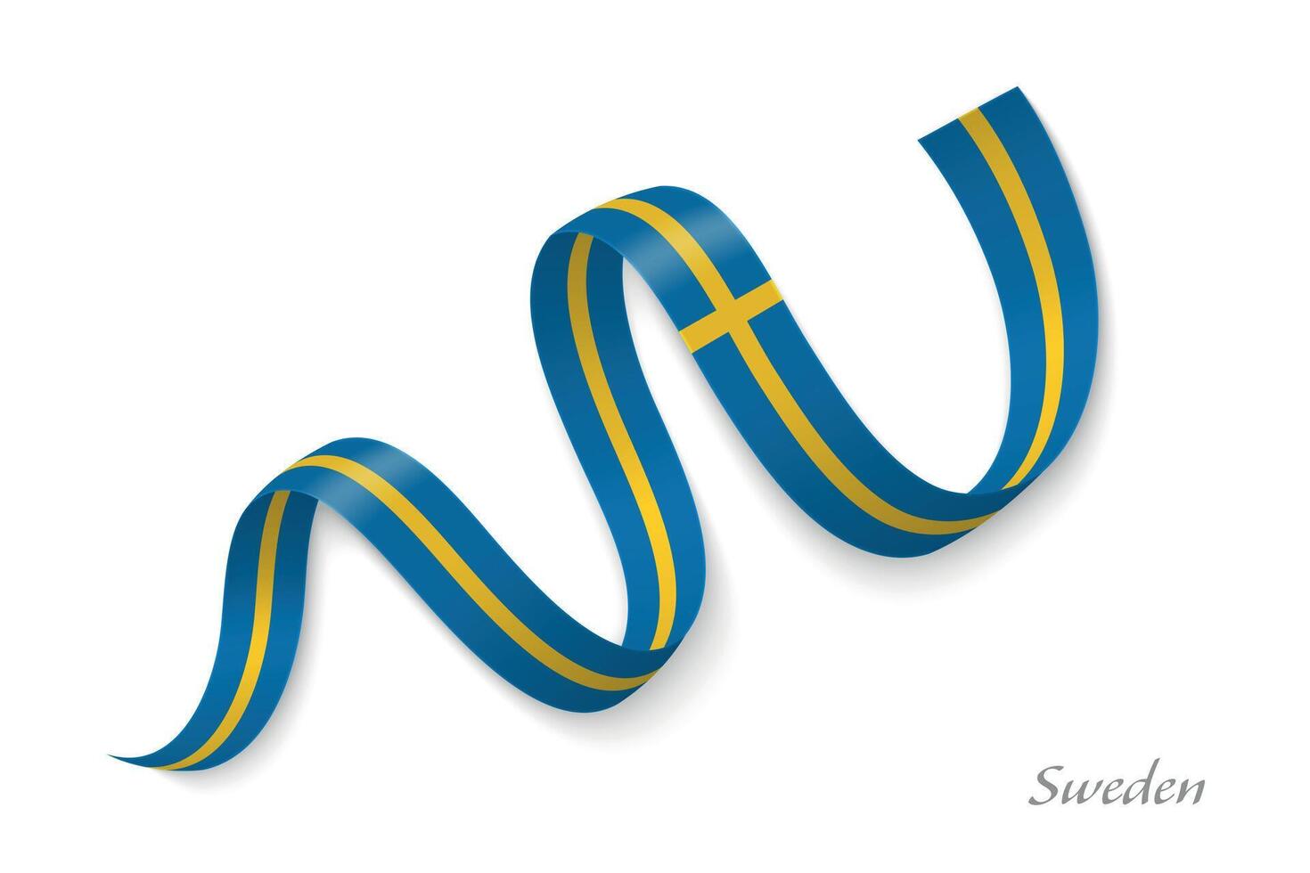 Sweden flag ribbon waving national colors vector