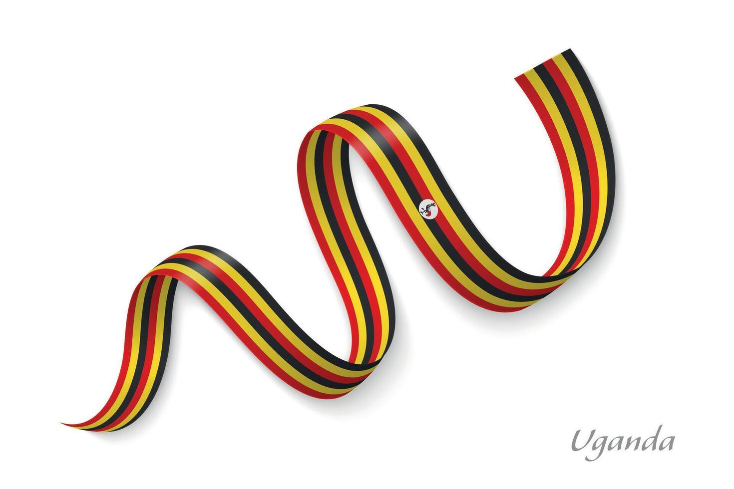 Uganda flag ribbon waving national colors vector