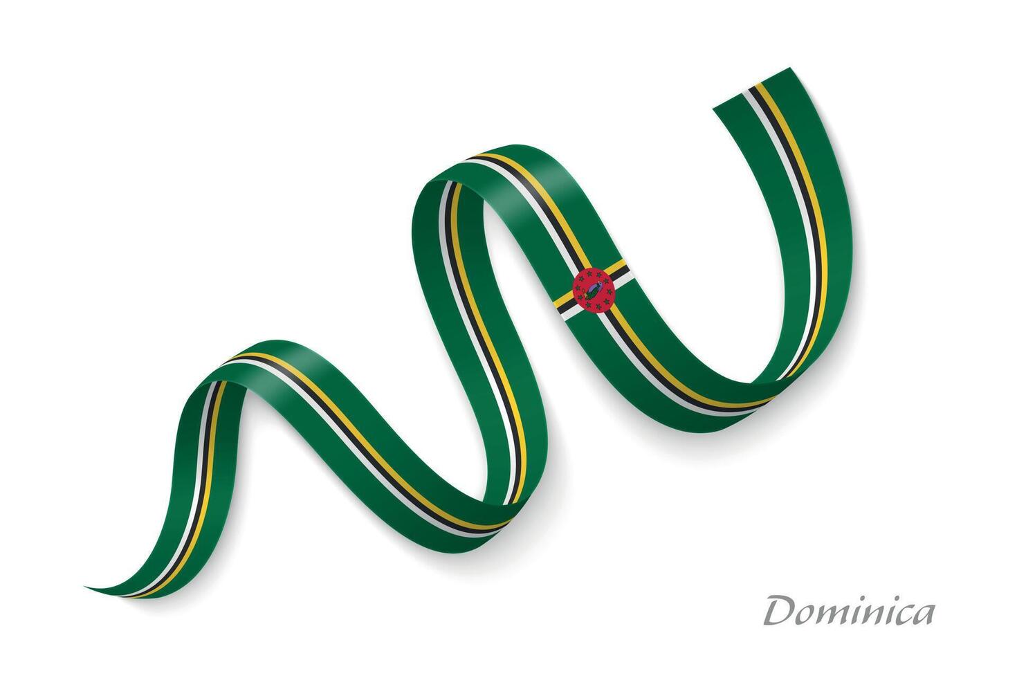 Dominica flag ribbon waving national colors vector