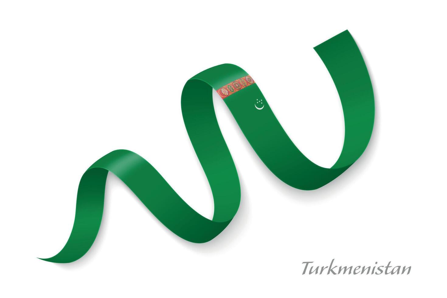 Turkmenistan flag ribbon waving national colors vector