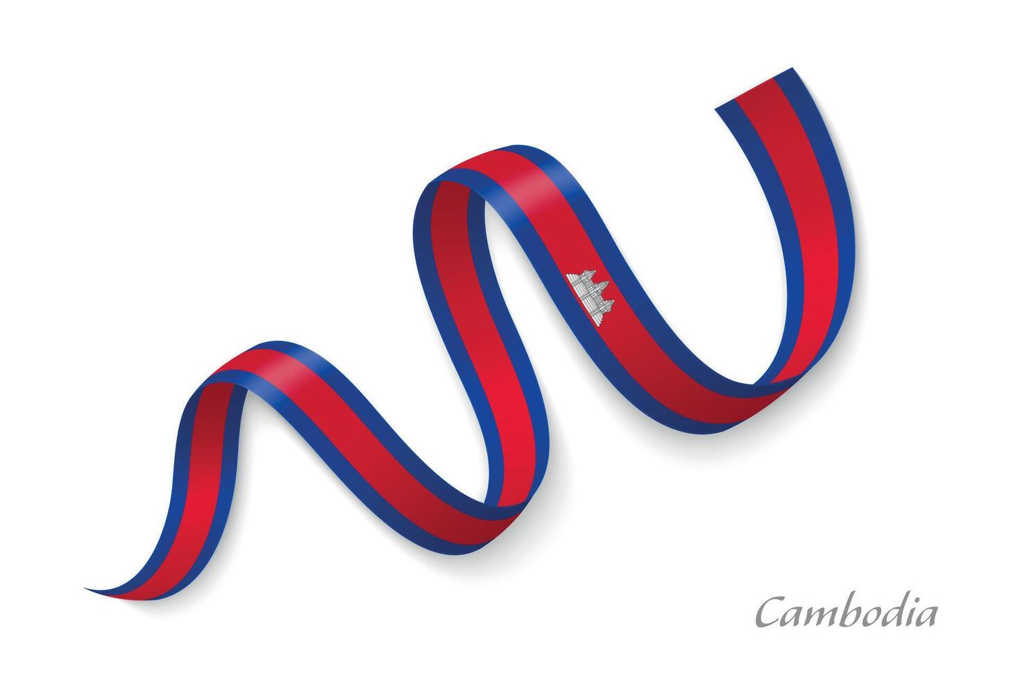 Cambodia flag ribbon waving national colors vector
