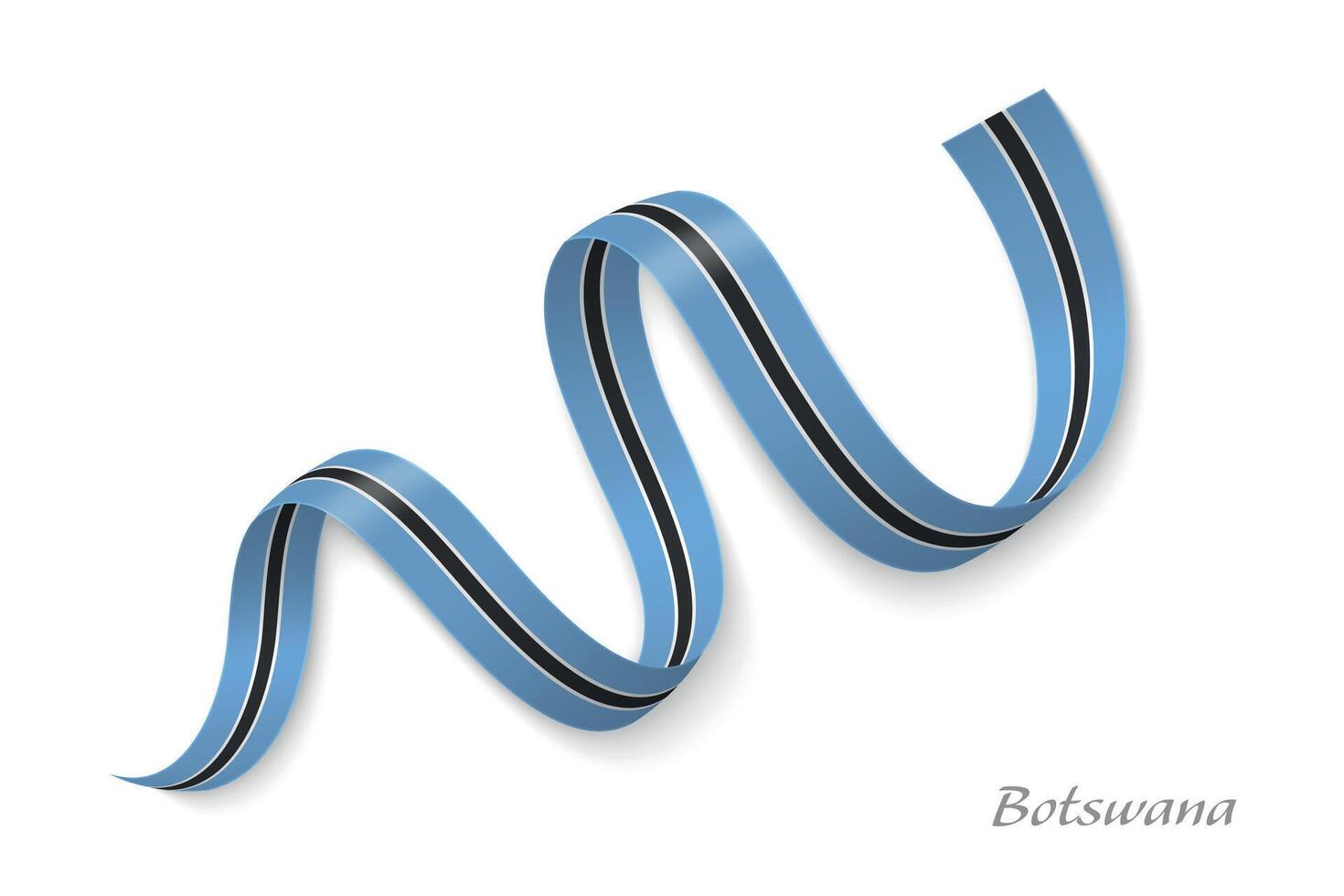 Botswana flag ribbon waving national colors vector