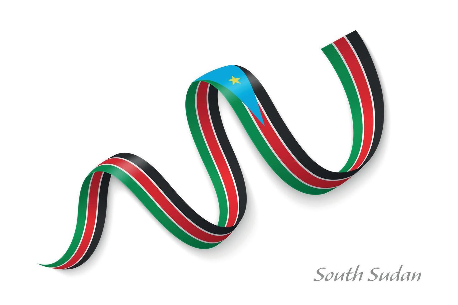 South Sudan flag ribbon waving national colors vector