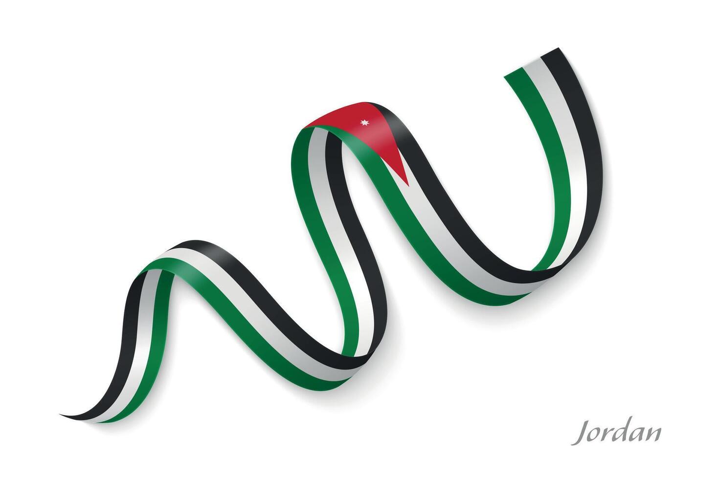 Jordan flag ribbon waving national colors vector
