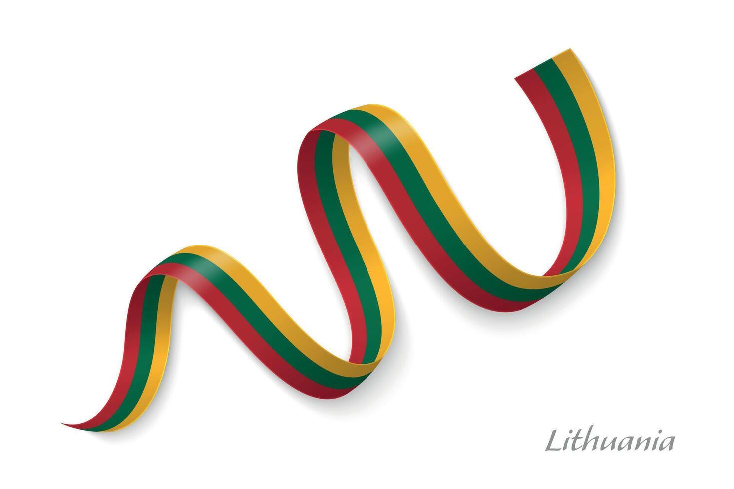 Lithuania flag ribbon waving national colors vector