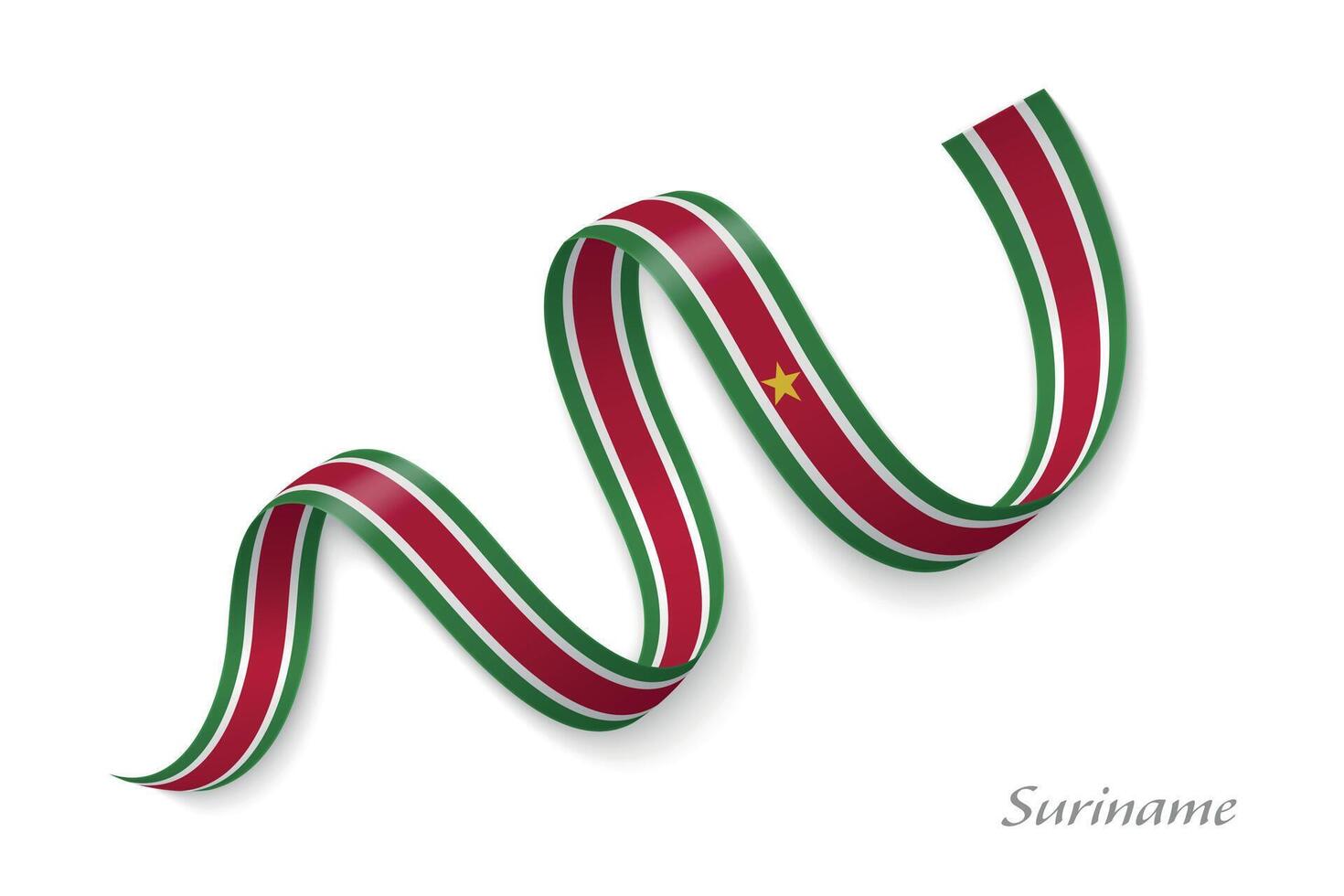 Suriname flag ribbon waving national colors vector