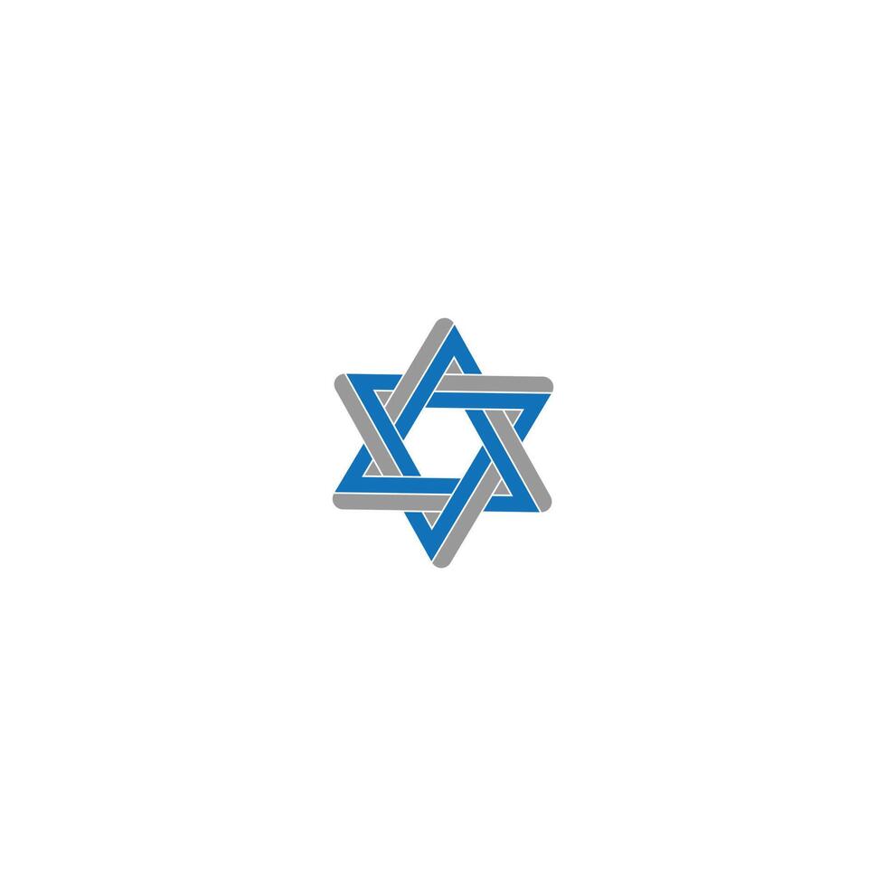 Blue and Grey Interwoven Star of David Symbol vector