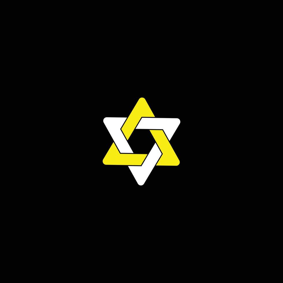 Yellow and White Interwoven Star of David Symbol vector