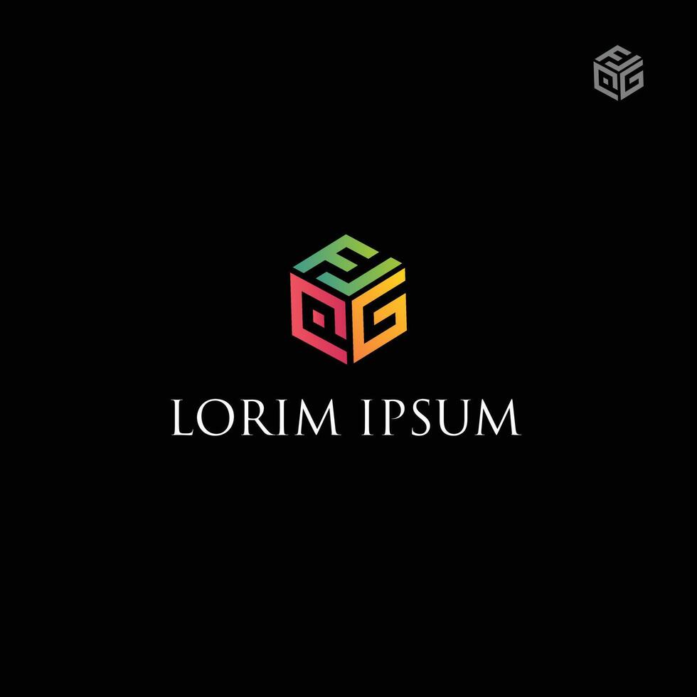 Hexagonal Box with Letters FPG Monogram. vector