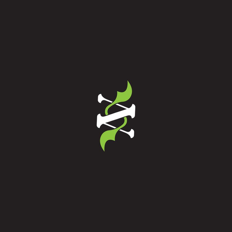 Stylized SZ or NS Monogram with Green Flourishes vector